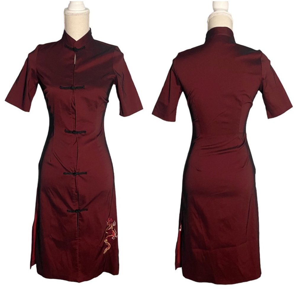 vintage Necessary Objects 90s Cheongsam Dress Embroidered dragon Y2K XS jacket